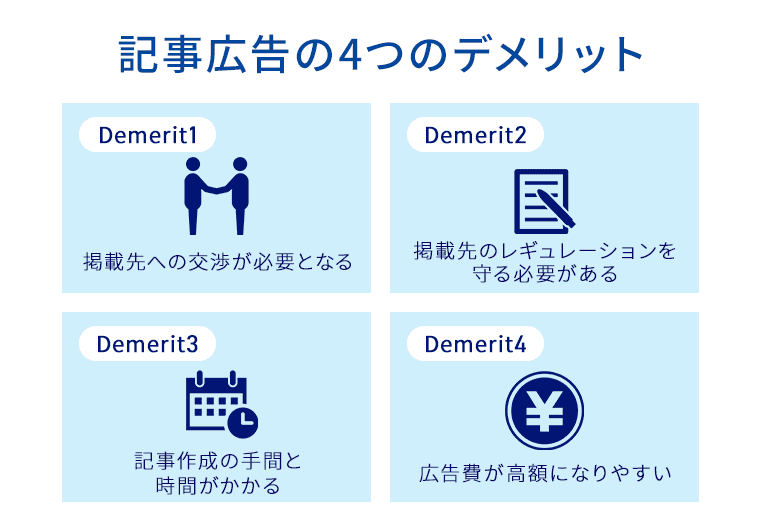 記事広告の4つのデメリット