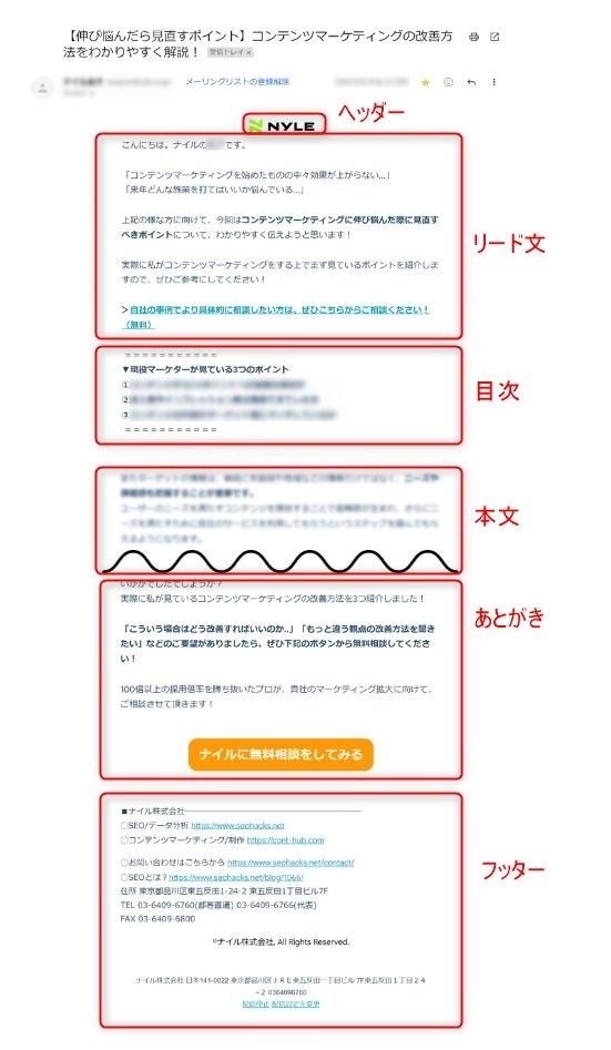 ナイルが実際に送っているメルマガの内容と構成